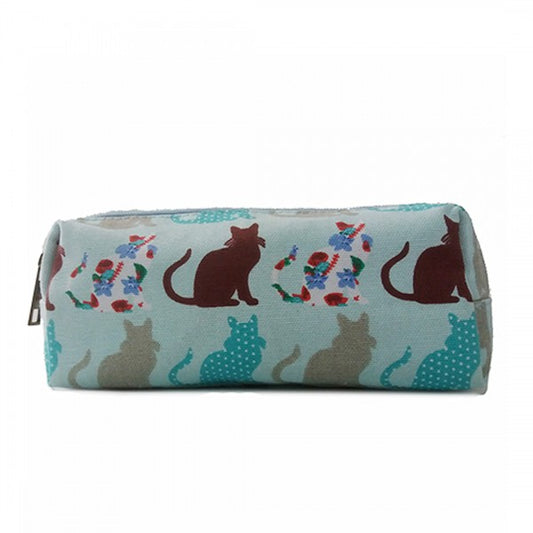 Miss Lulu Canvas Pencil Case Cat Blue