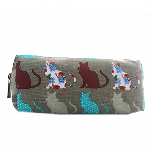 Miss Lulu Canvas Pencil Case Cat Grey