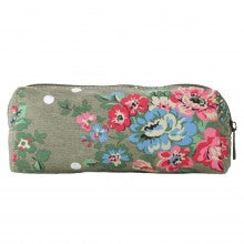 Miss Lulu Canvas Pencil Case Flower Polka Dot Grey