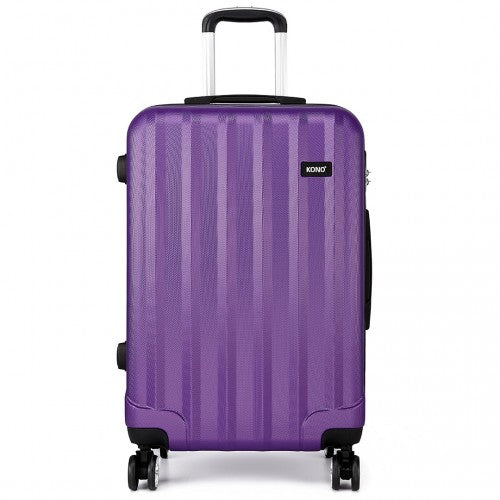 Kono Vertical Stripe Hard Shell Suitcase 20 Inch Luggage Set Purple