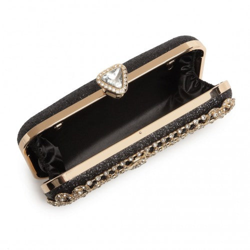 Miss Lulu Sparkling Classical Women Clutch Purse Evening Bag - Black