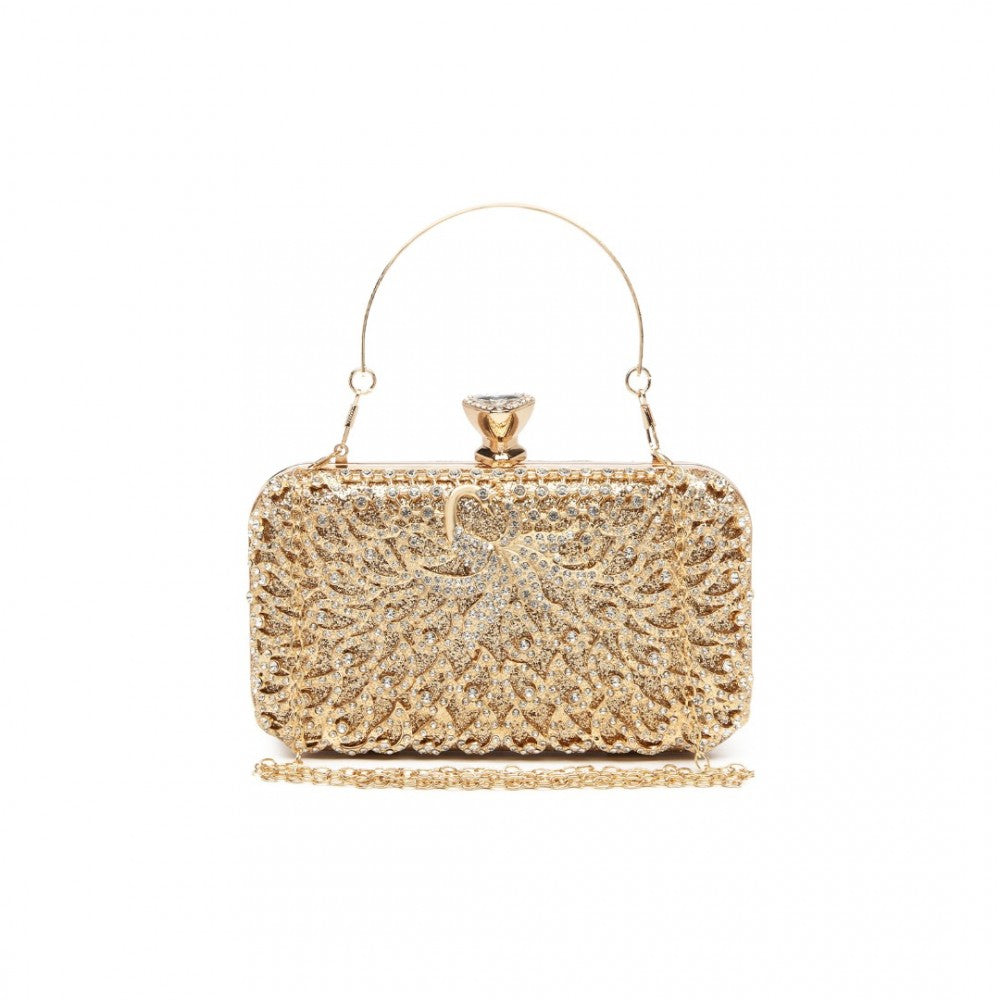 Miss Lulu Sparkling Classical Women Clutch Purse Evening Bag - Gold