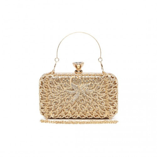 Miss Lulu Sparkling Classical Women Clutch Purse Evening Bag - Gold