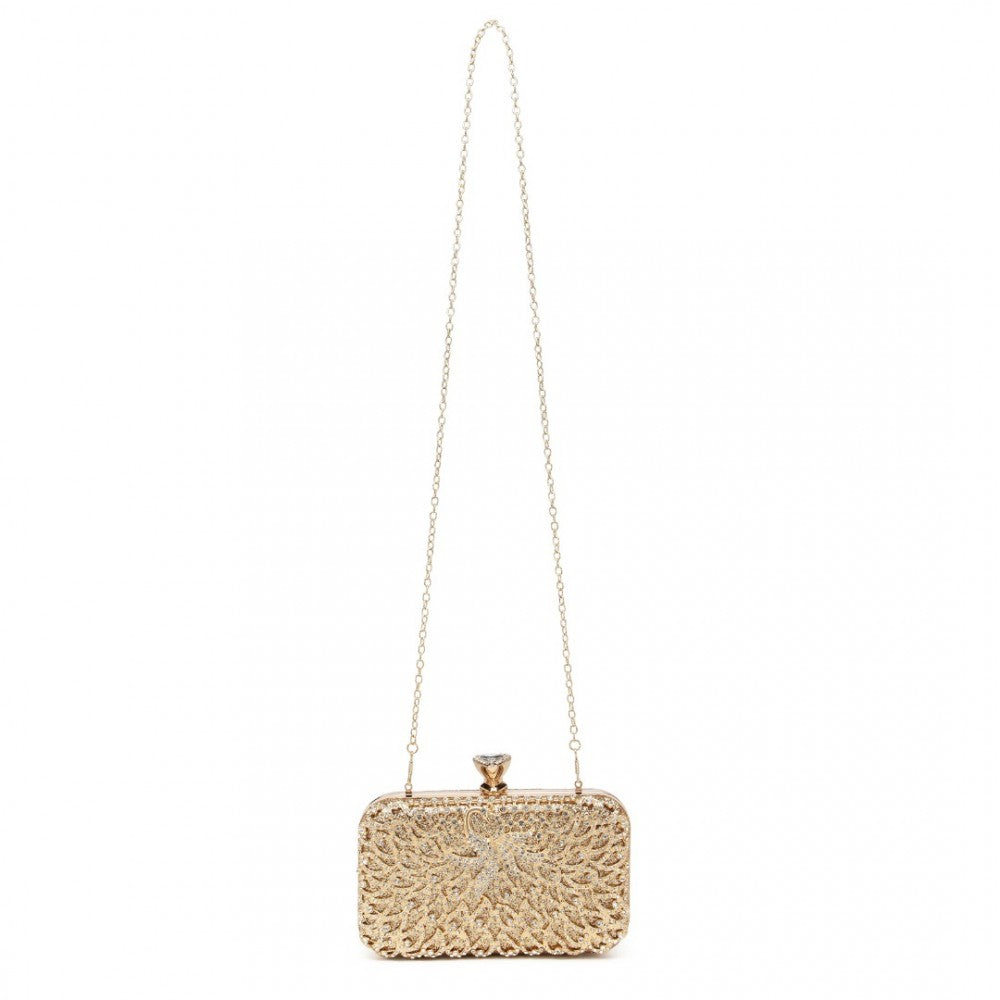 Miss Lulu Sparkling Classical Women Clutch Purse Evening Bag - Gold