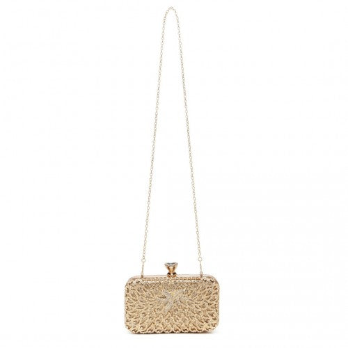 Miss Lulu Sparkling Classical Women Clutch Purse Evening Bag - Gold