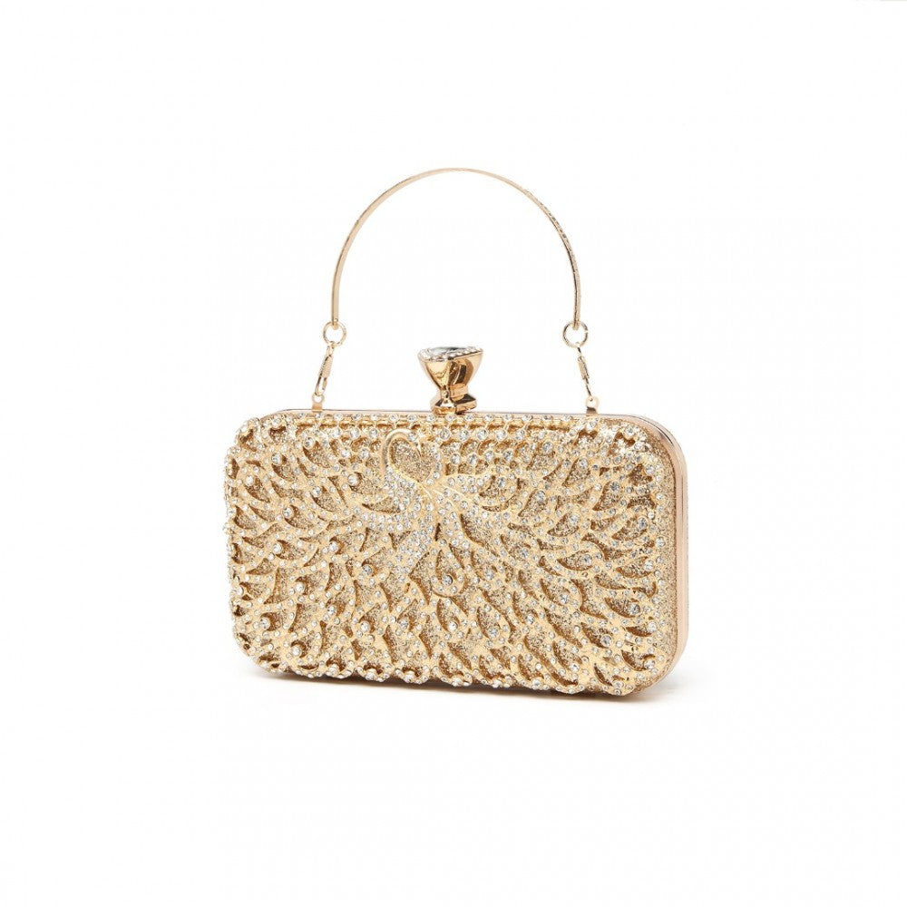 Miss Lulu Sparkling Classical Women Clutch Purse Evening Bag - Gold