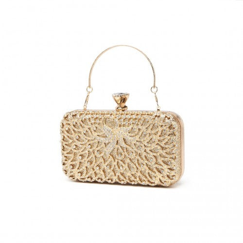 Miss Lulu Sparkling Classical Women Clutch Purse Evening Bag - Gold