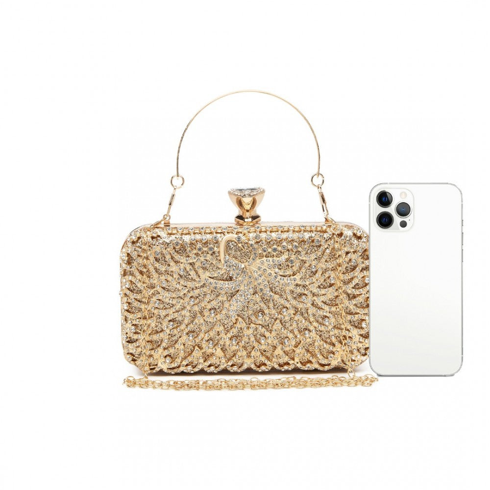 Miss Lulu Sparkling Classical Women Clutch Purse Evening Bag - Gold