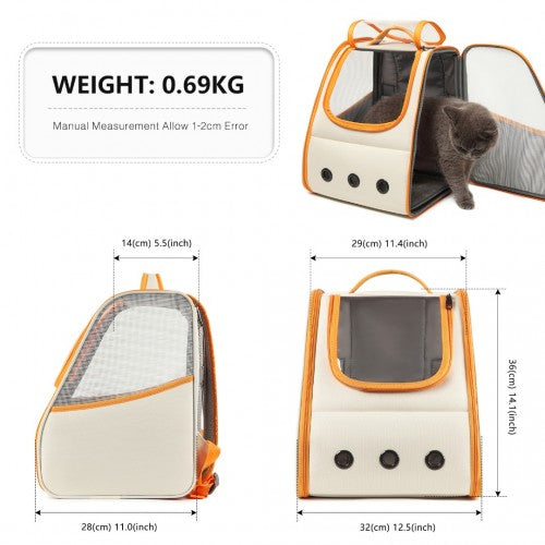 Kono Lightweight Portable Breathable Folding Pet Backpack - Beige / Yellow