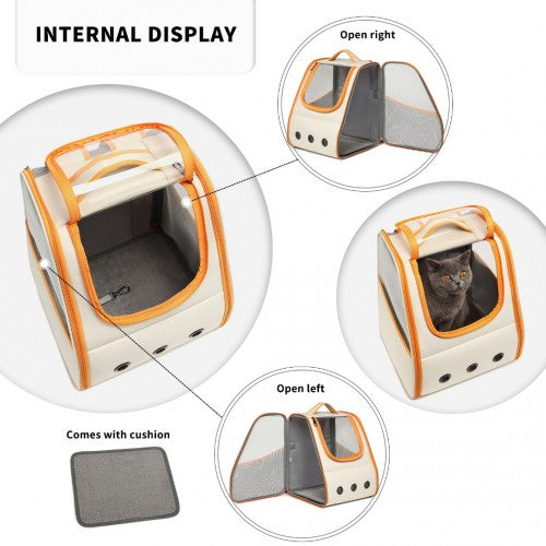 Kono Lightweight Portable Breathable Folding Pet Backpack - Beige / Yellow