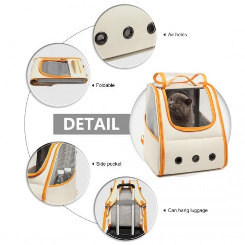 Kono Lightweight Portable Breathable Folding Pet Backpack - Beige / Yellow