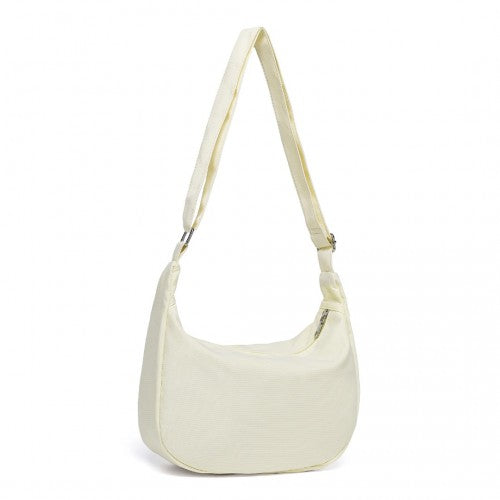 Water-Resistant Portable Crescent Shoulder Cross Body Bag - Beige