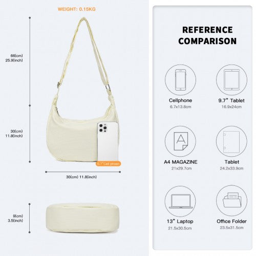 Water-Resistant Portable Crescent Shoulder Cross Body Bag - Beige