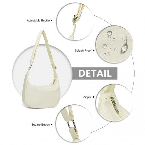 Water-Resistant Portable Crescent Shoulder Cross Body Bag - Beige