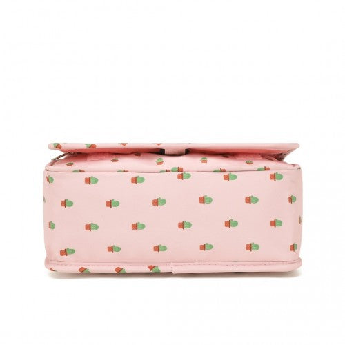 Classic Hanging Multi-Pocket Waterproof Travel Makeup Bag With Cactus Pattern - Pink