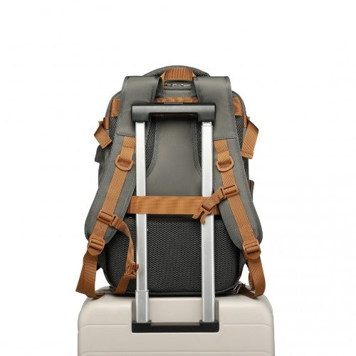Water Resistant Functional Backpack with Shoe Compartment & USB Charging Port - Grey