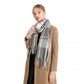 Acrylic Fashion Women's Long Shawl Grid Tassel Winter Warm Oversized Scarf - Grey