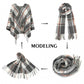 Acrylic Fashion Women's Long Shawl Grid Tassel Winter Warm Oversized Scarf - Grey