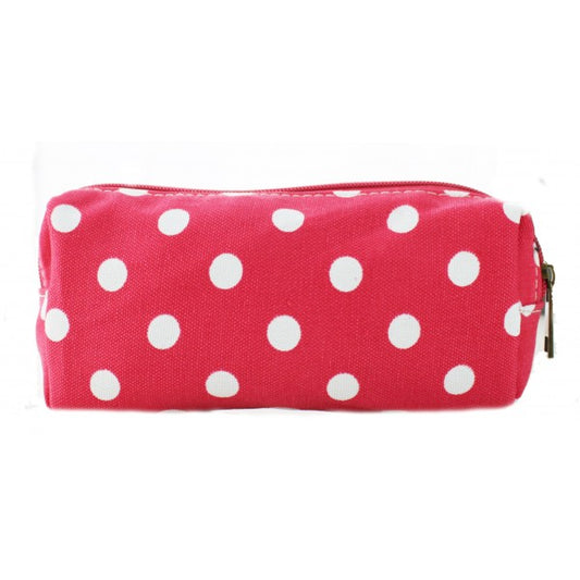 Miss Lulu Canvas Pencil Case Polka Dot Plum