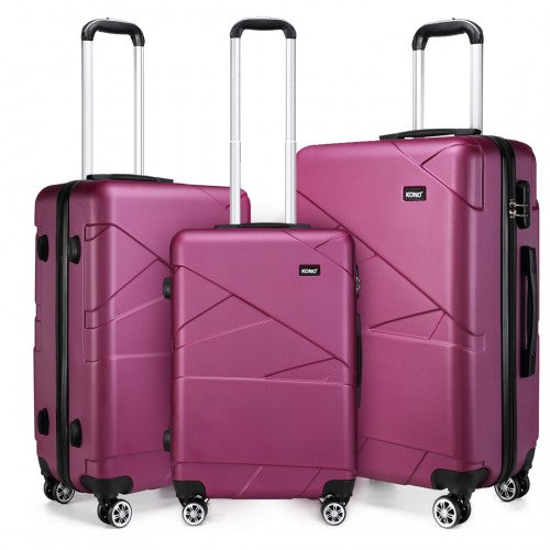 Kono 20-24-28” Bandage Effect Hard Shell Suitcase - Purple