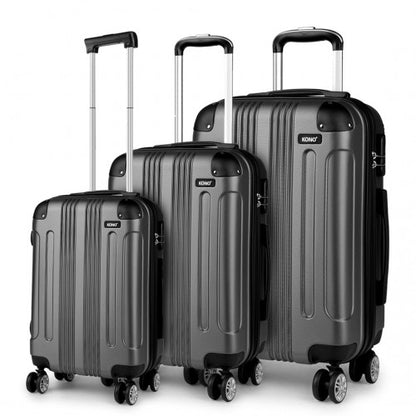 Kono 19/24/28 Inch Abs Hard Shell Suitcase 3 Pieces Set Luggage - Grey