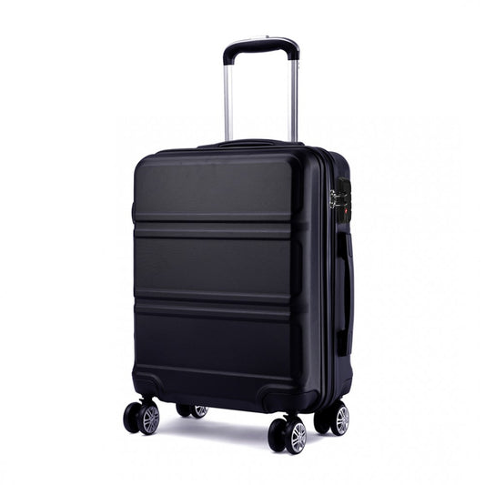 Kono Abs Sculpted Horizontal Design 28 Inch Suitcase - Black