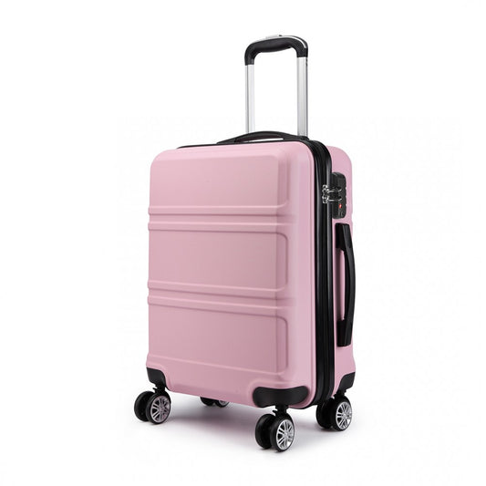 Kono Abs Sculpted Horizontal Design 20 Inch Cabin Luggage - Pink