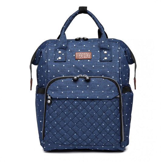 Kono Wide Open Designed Baby Diaper Changing Backpack Dot - Navy