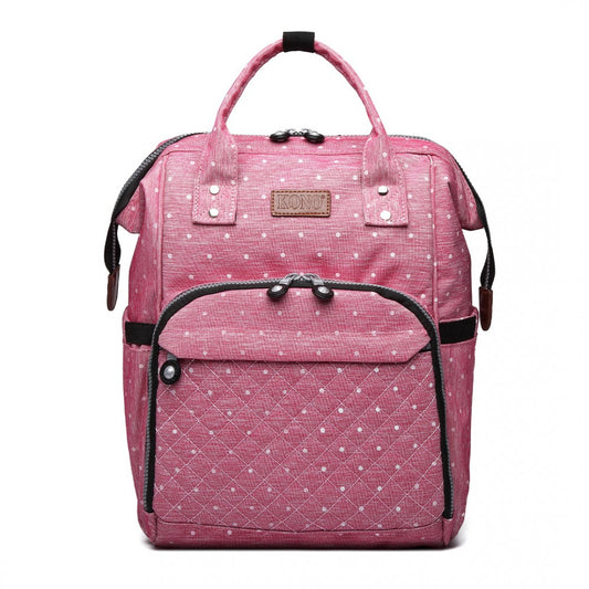 Kono Wide Open Designed Baby Diaper Changing Backpack Dot - Pink