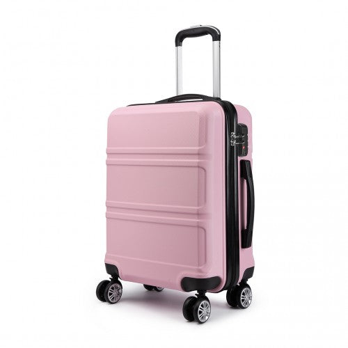 Kono ABS Sculpted Horizontal Design 28 Inch Suitcase - Pink