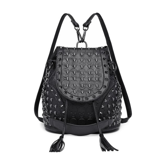 Miss Lulu Skull Studded Backpack Shoulder Bag